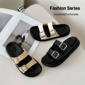 Piattaforma estiva personalizzata 2025 per pantofole da <span class=keywords><strong>donna</strong></span>, nuova fibbia a doppio cinturino in PVC con suola spessa, tendenza della moda antiscivolo - Product Image 6