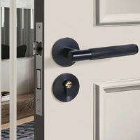 Pogo Noir Grand 58 Silencieux CNC En Relief Serrure De Porte Design Moderne Oxydé Poignée De Porte En Bois pour Hôtel Intérieur Chambre Application