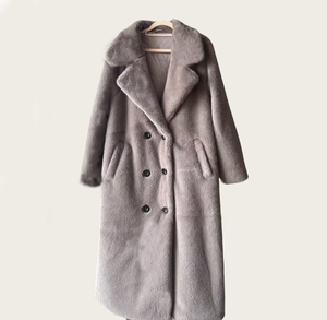 Vendita diretta dalla fabbrica <span class=keywords><strong>cappotto</strong></span> di pelliccia di volpe nera per le donne Plaid modello di tessuto di lana cappotti al prezzo all'ingrosso - Product Image 3