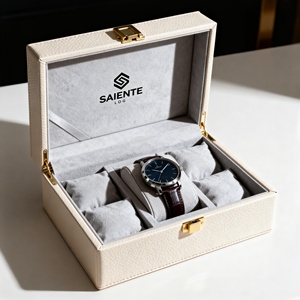 Hai lớp PU da trang sức đồng hồ trường hợp Hộp quà tặng hộp đồng hồ với ngăn kéo - Product Image 3