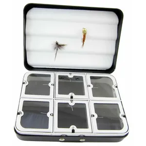 Boîte à mouche de petite taille en aluminium, mallette de rangement avec crochet de compartiment, portable B06