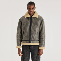 Blouson d'aviateur classique en cuir véritable vintage pour hommes, doublure chaude en fausse fourrure, manteau à fermeture éclair de service ODM OEM d'automne