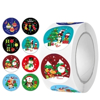 Usine directe 500 pièces autocollants de conception de noël rouleau mignon auto-adhésif cadeau décoration étiquettes rondes