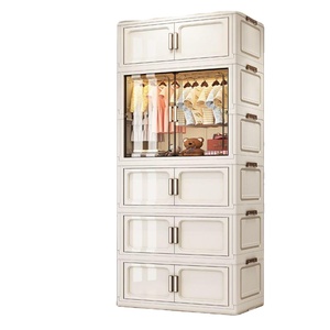 Plastic <strong>Storage</strong> Drawer <strong>Units</strong> 5-layer Kids <strong>Clothes</strong> Hanging Cupboard Cajon for Children Two Door Open Cabinet Bedroom - Product Image 1
