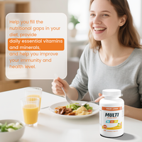 Tablet Kunyah Multivitamin untuk Dewasa - 13 Vitamin Esensial dengan Vitamin C, D3 & B12 untuk Mendukung Imunitas & Energi, 60 Tablet