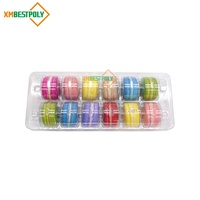Barquette en plastique transparente pour macarons, 12 compartiments, emballage en blister, boîte de présentation en PET transparent pour desserts et biscuits