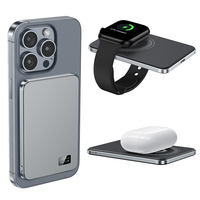 Power Bank Magnetik Ultra Tipis 3 in 1 Pengisi Daya Nirkabel Portabel 20W PD Pengisian Cepat Power Bank Bahan Aluminium Alloy untuk Ponsel dan Jam Tangan