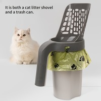 Pelle à litière pour chat avec bac de collecte intégré, en plastique, portable, durable, écologique, tout-en-un, pour nettoyage de litière de chaton et d'animaux domestiques, pelle à excréments, pour intérieur