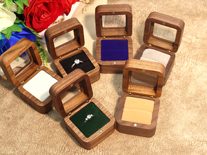 Gỗ rắn 55 cửa sổ vòng hộp duy nhất Bắc Mỹ đen óc chó đám cưới flannel vòng lưu trữ bao bì Gỗ Thủ Công tường dấu hiệu - Product Image 3