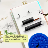 Vente en gros de cils individuels en cachemire faits à la main 0.03-0.20mm extensions de faux cils naturels longs fabriqués avec de la fibre PBT coréenne