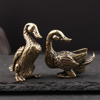 Ornements de thé en laiton massif de style chinois, créatifs, rétro, en forme de paire de canards mandarins, pour bureau et maison