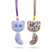 Pendentif chat en peluche parlant avec IA, queue détachable, motif tie-dye, porte-clés intelligent, cadeau multifonctionnel DIY pour