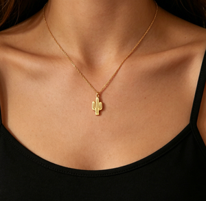 Collar de Cactus de Acero Inoxidable, Chapado en Oro de 18K, Delicado Collar con Colgante de Cactus <span class=keywords><strong>Saguaro</strong></span>, Cadena Minimalista para Clavícula para <span class=keywords><strong>Mujer</strong></span> - Product Image 6