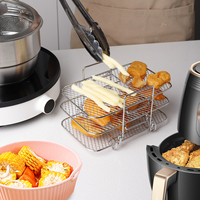 Grille de friteuse à air en acier inoxydable 304 à 3 niveaux, grille de refroidissement, panier vapeur, grille de barbecue pour la cuisine à domicile, accessoires de friteuse à air