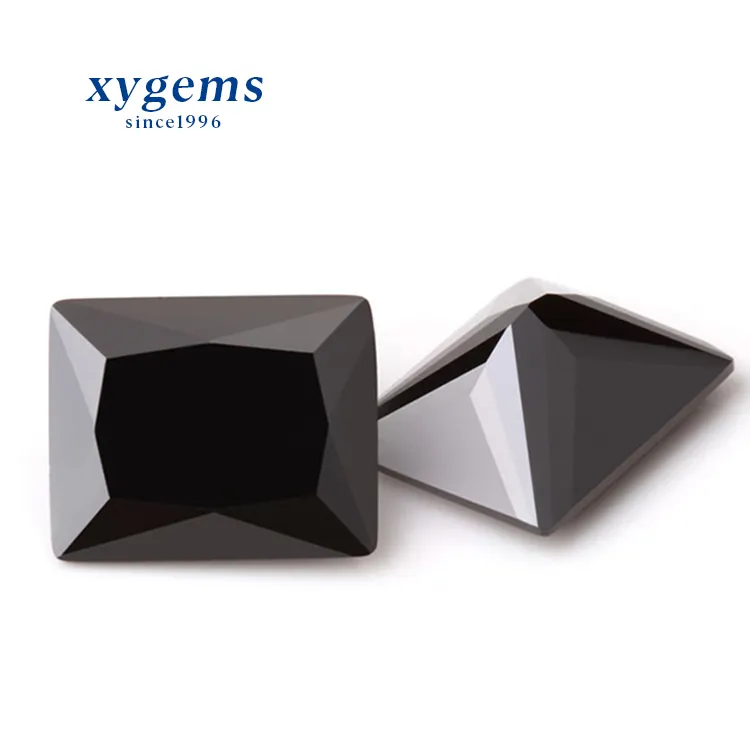 4x6mm xygems wholesale Wuzhou Guangxi cubic zirconia rectangle shape black price per carat synthetic cz stone