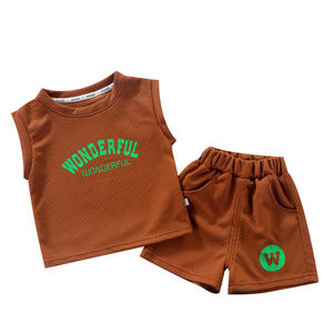 Nouvel été ensemble de débardeurs pour enfants pour garçons sans manches maille <span class=keywords><strong>rouge</strong></span> vêtements bébé à la mode vêtements pour enfants - Product Image 6