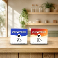 Carte NFC en acrylique laminé en lecture/écriture NTAG213 – Tappez pour noter – Carte de table 5 étoiles pour restaurant et café – Vente en gros OEM