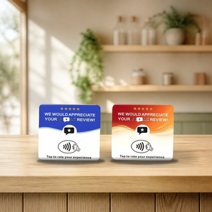 Carte NFC en acrylique laminé en lecture/écriture NTAG213 – Tappez pour noter – Carte de table 5 étoiles pour restaurant et café – Vente en gros OEM - Product Image 4