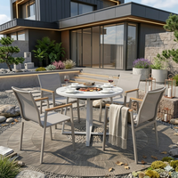 Meubles de jardin modernes et confortables en aluminium pour villa, tables et chaises de patio avec barbecue, ensemble de table à manger pour balcon 4 personnes