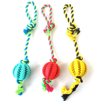 Jouets à mâcher pour chiens GMTPET en coton et lin de luxe et en caoutchouc - Cordes à balles qui s'étirent et qui fuient pour le nettoyage des dents des chiots