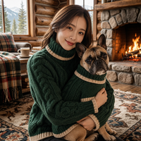 Vêtements en tricot pour animaux de compagnie, chandails pour chiens et vêtements assortis pour humains