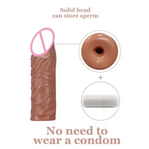 Manchon de pénis masculin <span class=keywords><strong>en</strong></span> silicone réaliste, 14cm, pour agrandissement du pénis, gode supplémentaire, préservatif pour hommes - Product Image 3