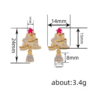 Orecchini Pendenti a Goccia di Cristallo a Forma di Albero di Natale per Donne, Stile Festivo Invernale, Accessori per Uso Quotidiano e Feste - Product Image 5