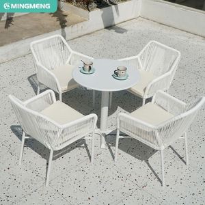 ชุดรับประทานอาหารกลางแจ้งแบบทันสมัยเก้าอี้หวายทำจากโลหะอลูมิเนียมสำหรับสวนสนามหญ้าโรงแรมร้านอาหารคาเฟ่แคมป์ปิ้งกิจกรรม - Product Image 3