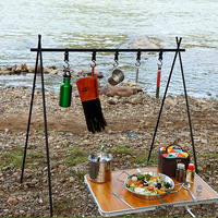 Étagère de rangement pliable portable en alliage d'aluminium pour le camping en plein air avec porte-vêtements et support pour lampe pour les voyages