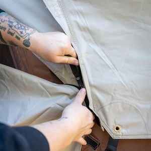 Tente familiale 3 saisons beige OEM - Tente de <span class=keywords><strong>camping</strong></span> imperméable de style cabane avec grand vestibule pour la randonnée et les voyages en plein air - Product Image 5