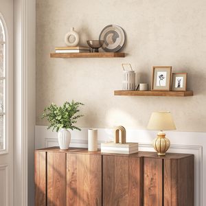 Estantes Flotantes de <span class=keywords><strong>Madera</strong></span> Rústica de 15.8 Pulgadas, Resistentes, de Cuatro Niveles, Multifuncionales, con Soporte Oculto <span class=keywords><strong>para</strong></span> Almacenamiento en Baño y Cocina - Product Image 4