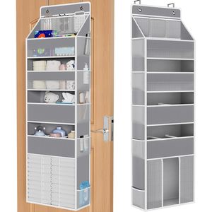 Organisateur suspendu sur porte, 18 poches, gris, rangement suspendu pour produits pour bébés, à fixer derrière la porte, type crochet mural - Product Image 1