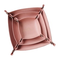 Plateau de rangement pliable en cuir PU pour monnaie, bonbons, bijoux, pour la maison, l'hôtel et les voyages