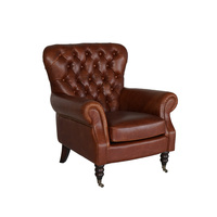 Fauteuil Chesterfield capitonné en cuir véritable, meubles anciens médiévaux