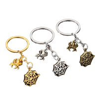 En gros, Accessoires de porte-clés en alliage toile d'araignée Halloween, Pendentif porte-clés en métal, Breloque de sac, Pendentif de voiture, Cadeau