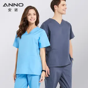 Prezzo di fabbrica elegante nuovo Design ospedale medico uniformi infermieri grigio cielo blu scrub
