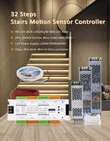 Lampes LED pour escaliers, 32 canaux, contrôleur de capteur de mouvement PIR, bande de contrôle d'induction automatique pour marches d'escalier, DC12V/24V