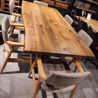 Mesa de Comedor MORE DESIGN de Madera Maciza de Nogal con Borde Natural para Restaurante, Muebles de Cocina Modernos a Precio de Fábrica