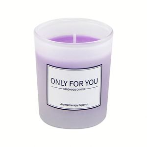 Venta al por mayor: Velas de cera de soja aromáticas de 50 g con lavanda y aceites esenciales, en vaso de vidrio semielaborado, color morado. - Product Image 5