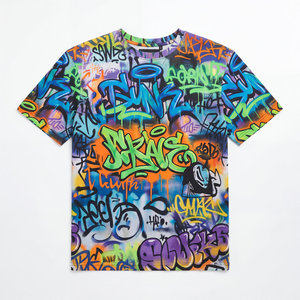 T-Shirt Oversize in Maglia Stile Hip Hop con Stampa Graffiti Selvaggia, OEM ODM - Product Image 5