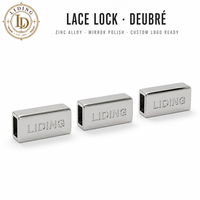 Breloque de lacet en alliage de zinc, type 'Lace Lock' et 'Deubre', avec logo personnalisé pour lacets de baskets DIY, 25mm 10mm, argent poli, vente en gros