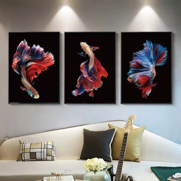 Wholesale Painting Modern Luxury decoration Painting Design Crystal porcelain painting 3 pcs in a set feng shui wall art