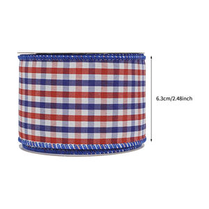Großhandel 2,5 Zoll Doppelseitiges Buffalo Independence Day Band Nationalfeiertag Polyester Gartenflagge Dekoration Kariertes Drahtband - Product Image 2