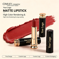 Rouge à lèvres mat satiné personnalisé avec logo, imperméable, longue tenue, haute pigmentation, fini mat soyeux, végan, faible MOQ, marque privée