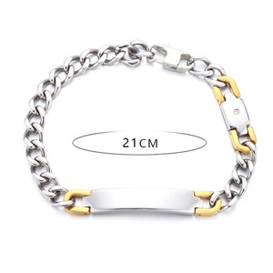 Pulsera de Acero Inoxidable con Cadena Cubana de Alto Brillo y Barra Lisa para Logotipo Personalizado para Hombre - Product Image 6