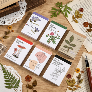 Mini bloc-notes botanique, série champignons, plantes et fleurs, papeterie esthétique mignonne <span class=keywords><strong>pour</strong></span> l'école, le bureau et les notes quotidiennes - Product Image 1