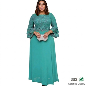 <span class=keywords><strong>Vestido</strong></span> de Gasa con Volantes y Cintura Natural, Tejido con Encaje, Lavable y Ecológico, Tallas Grandes para Mujeres Africanas, Europeas y Americanas - Product Image 1