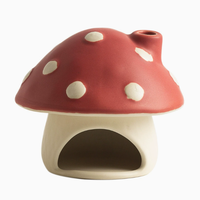 Brûleur d'encens artisanal en forme de champignon, porte-encens en céramique artisanale avec orifice de fumée pour cônes, bâtonnets et herbes, décoration de bureau rétro