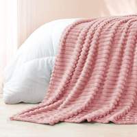 Couverture en flanelle polaire 100% polyester, super douce, rayée, jacquard, légère, moelleuse, confortable, lavable en machine, moderne pour