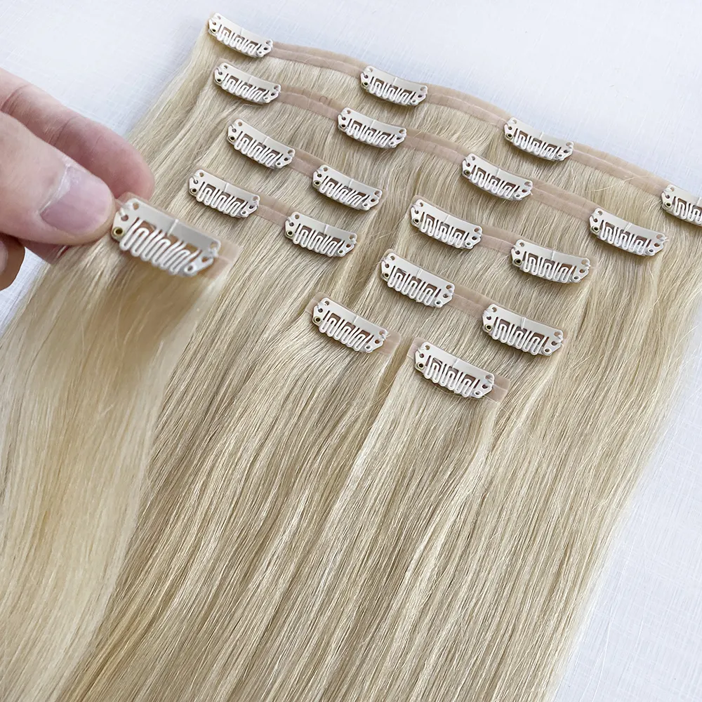Clip In Hair Factory Wholesale Luxury Top Quality Remy Human Hair Invisible Seamless Clip In Hair Extension 100% Human Hair